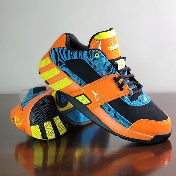 Adidas Agent Gil Restomod Tiger Orange Aqua Black Basketball Shoes 9.5 GY6481 - Picture 1 of 13